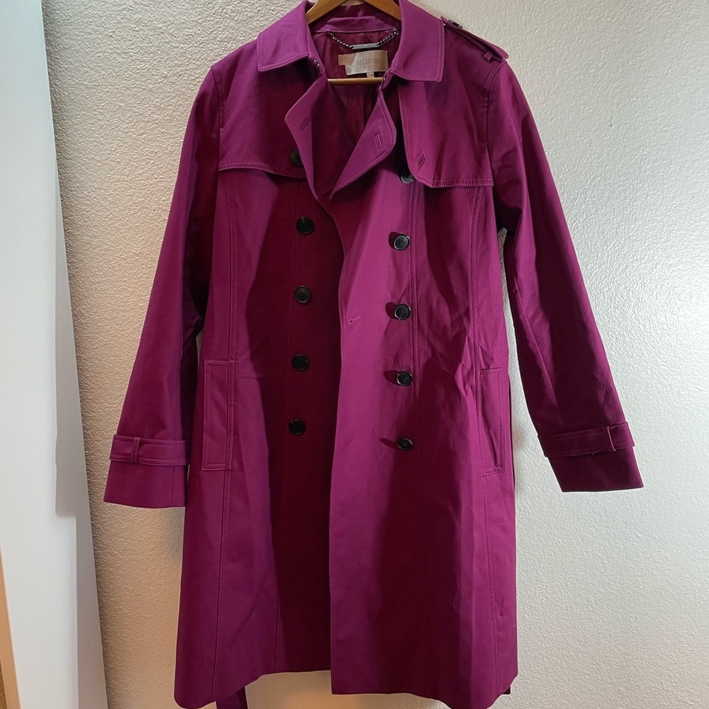 Hobbs of London Vibrant Pink Trench Coat Size 8/M $400 - Picture 2 of 12
